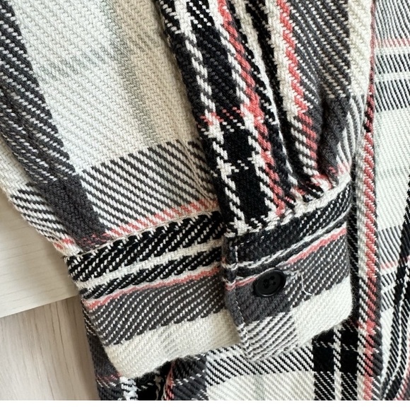 Outerknown Blanket Shirt Dress White Black Pink Plaid Long Sleeve Size Small NWT - Picture 9 of 14